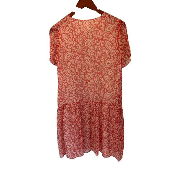Pablo Dress Red Paisley & Floral Short Sleeve Buttoned Midi Summer  Size 36 - Picture 7 of 10